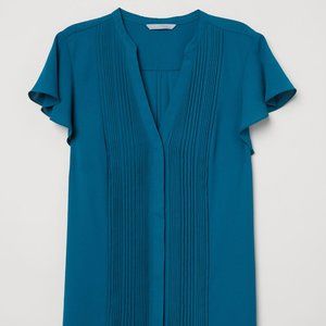 H&M Pleated Sheer Flutter Sleeve Top